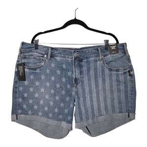 Silver Jeans Co Boyfriend Denim Shorts Mid Rise Star Stripe Print Size 20W